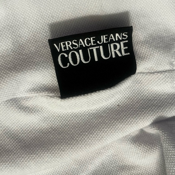 VERSACE JEANS COUTURE Sz Small STITCHED LOGO WHITE POLO SHIRT - Picture 12 of 12